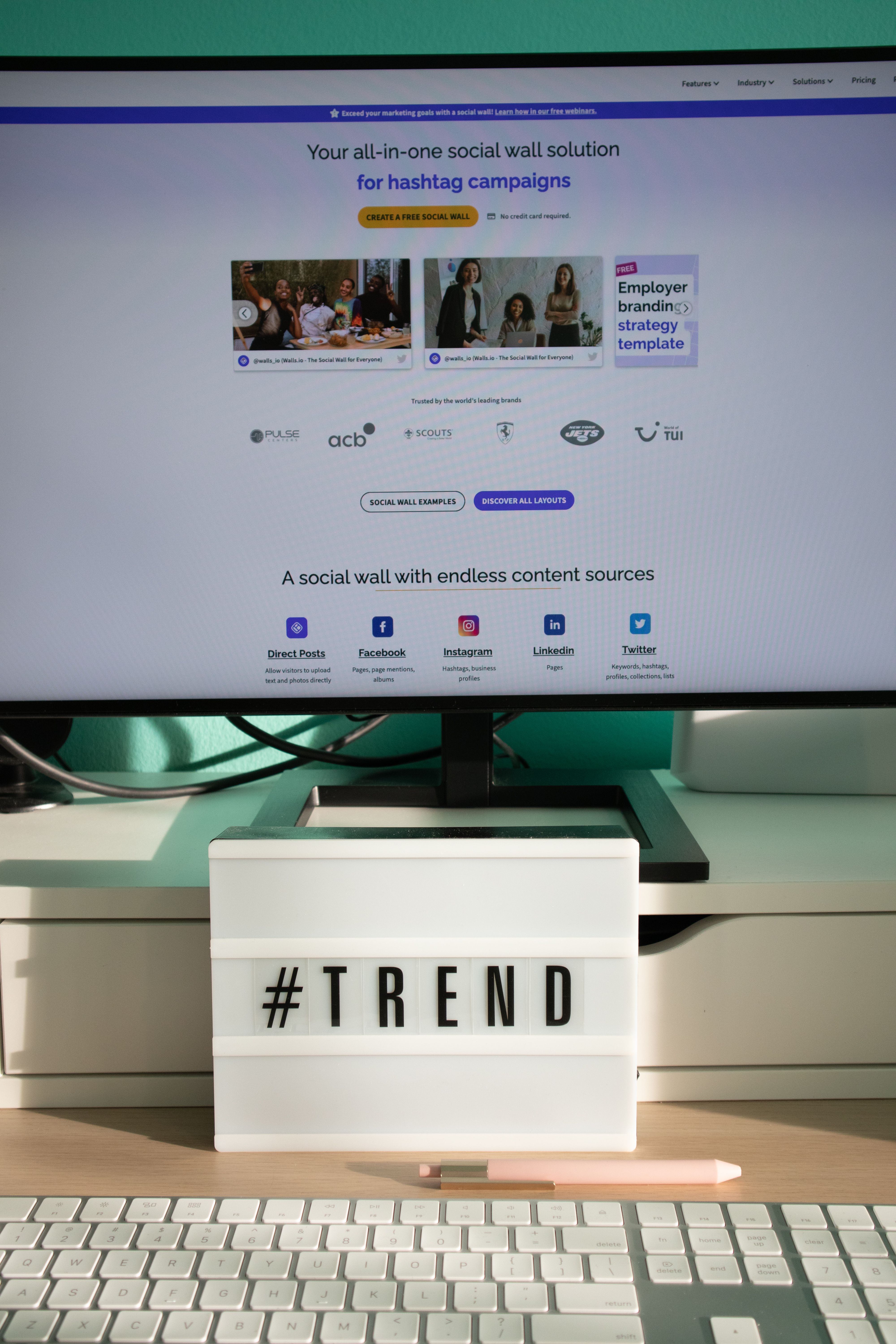 Social campaign research displayed on a desktop monitor